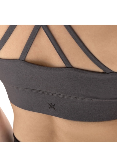 Inguz Çift Askılı Sırtı Çapraz Yoga Büstiyer Gri