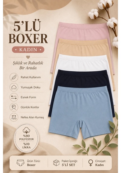 Nicoletta Kadın Boxer Yüksek Bel Dikişşiz Lazer Kesim Esnek Iz Mavi