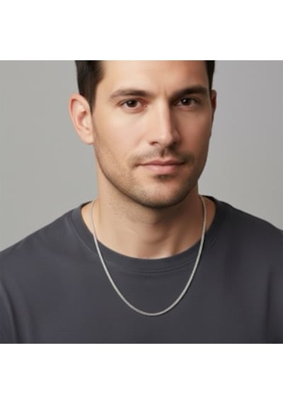 925 Ayar Gümüş Spiga 60 Zincir Kolye 3.2 Mm Kalınlık, Minimalist Erkek Tasarım, Hediye Kutulu Gümüş