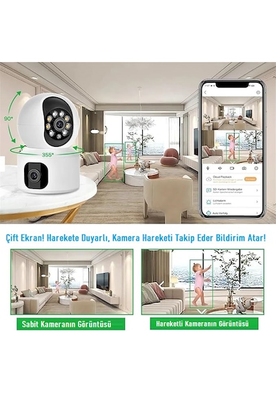 3dcool Hieasy 4mp 2 Kameralı Ptz Hareketli Kablosuz Bebek Kamerası