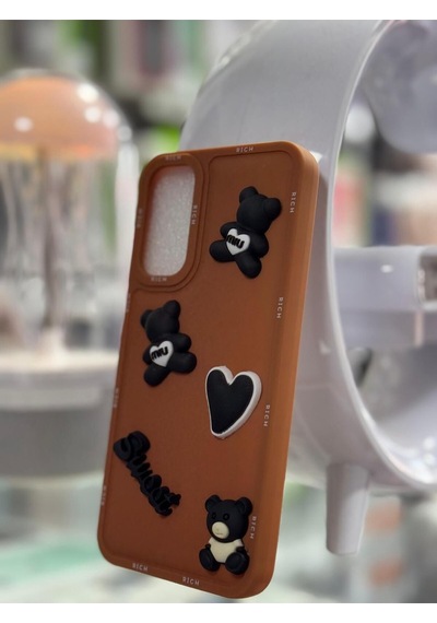 Samsung Galaxy A15 Uyumlu Kabarık Ayıcık Desenli