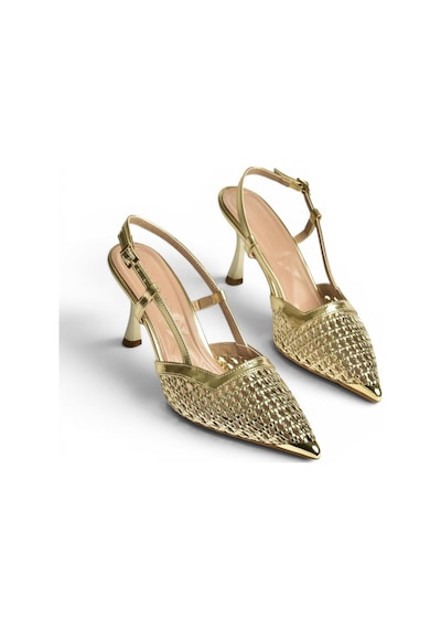 Fox Shoes Y820418309 Altın İnce Topuklu Kadın Abiye Ayakkabı