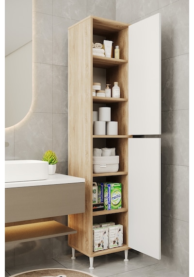 Aeka Ae-2027 Lina 2 Kapaklı Çok Amaçlı Dolap 40x180 Cm Raflı Dar Yüksek Boy Banyo Çok Bölmeli Depolama Dolabı Sonomo - Beyaz Aeka Ae-2027 Lina 2 Kapaklı Çok Amaçlı Dolap 40x180 Cm Raflı Dar Yüksek Boy Banyo Çok Bölmeli Depolama Dolabı Sonomo - Beyaz