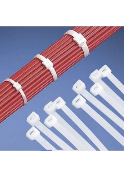 Beyaz Kablo Bağı Plastik Cırt Kelepçe 4.8x300mm 30cm 100