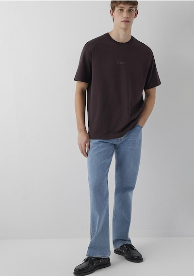 Mavi Erkek Logo Baskılı İnterlok T-shirt M0613102 Kahverengi