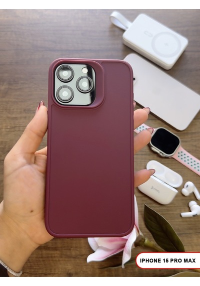 Apple iPhone 15 Pro Max Uyumlu Kamera Korumalı Darbeye Dayanıklı Renk Atmayan Keep Silikon Kılıf Mor