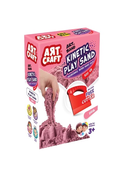 Art Sand Aksesuarlı Pembe Oyun Kumu 500 Gr. - Kinetik Kum Seti - Natural Kum - Doğal Kum Renkli