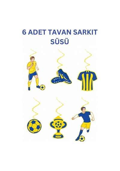 Sarı Lacivert Futbol Temalı Doğum Günü Parti Seti İyi Ki Doğdun Banner, Gözlük, Pasta Süsü Ve Mısır Kutusu
