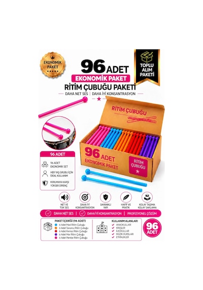 Midex Tfk-20-48x Örf Aletleri Seti Davul Tokmağı Ritim Çubuğu Paketi Karbon Fiber Toptan Paket-5 48 Çift