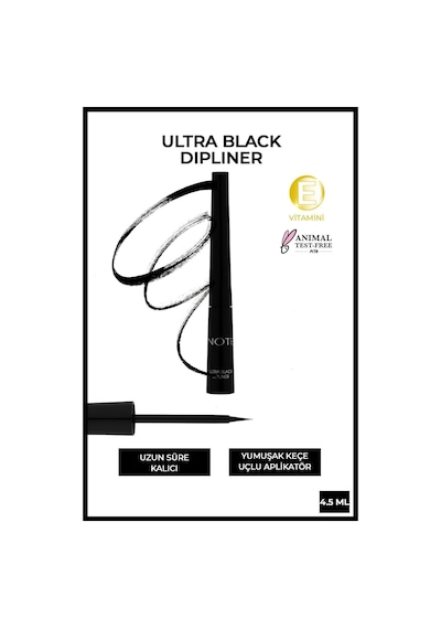 Note Cosmetique Ultra Black Dipliner Keçe Fırça Uçlu - Siyah