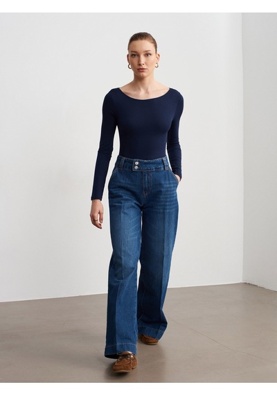 Dilvin 32549 Kayık Yaka Bodysuit-k.lacivert K.lacivert