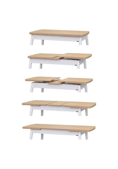 Vilinze Avanos Ahşap Açılır Kapanır Mdf Mutfak Masası - 70x120+30 Cm Naturel Beyaz