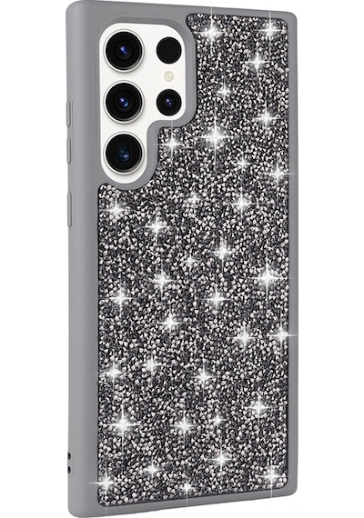 Zore Galaxy Uyumlu S22 Ultra Kılıf Parlak Taşlı Tasarım Ata Pırlanta Kapak - Pembe Pembe