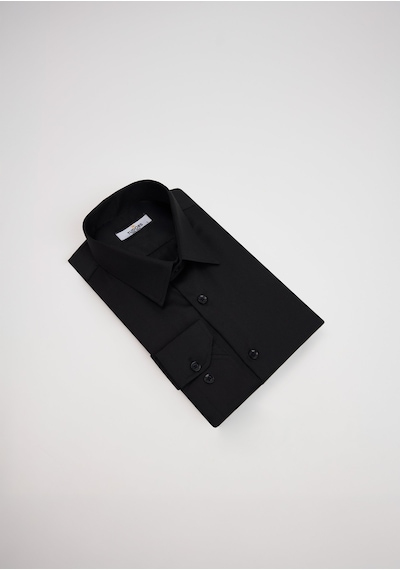 Tudors Slim Fit Siyah Non-ıron Pamuklu Doğa Dostu Ekoteks Belgeli Ütü Gerektirmez Gömlek-32668 Siyah