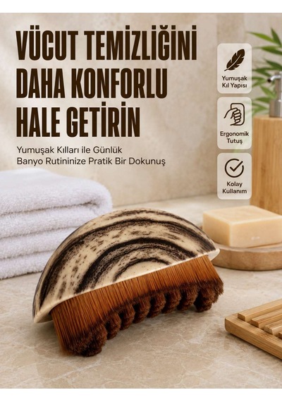 Yumuşak Kıllı Fırçası Vücut Temizleme Banyo Fırçası Ergonomik Tasarım