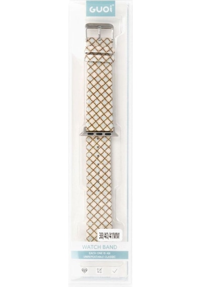 Tedar Apple Watch Uyumlu 38mm Karo Motif Kordon - Mavi Najmaddin