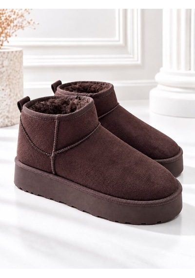 Dabab Shoes Kardelen Kadın Acı Kahve Lüks Süet İçi Kürklü Sıcak Astarlı 5 Cm Kalın Tabanlı Kısa Bot Kar Botu Acı Kahverengi