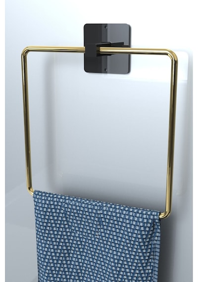 Karteya Kare Yapışkanlı Gold Kare Havluluk Banyo Havlu Kare Pratik Askılık Gold