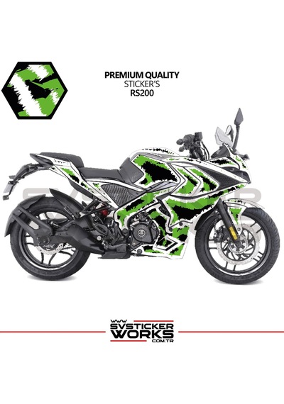 Bajaj Rs200 Kaplama Sticker Air Brush Motor Kaplama Modeli Hazır Kit Tüm Modeller Uyumlu Yeşil