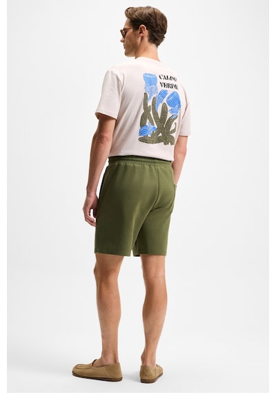 Grimelange TYRONE Erkek Beli Lastikli Arka Tek Cepli Relaxed Fit Haki Şort