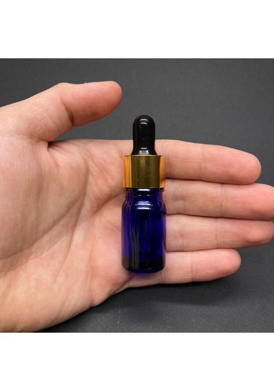 Cam Damlalıklı Şişe Gold Metal Kapak Mavi 5 ML