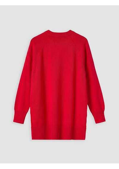 LC Waikiki Lcw Modest Kırmızı Bisiklet Yaka Kadın Triko Tunik Red