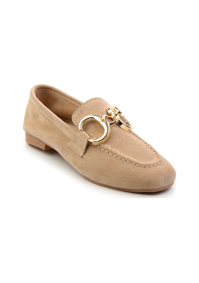 Bambi Vizon Hakiki Deri Kadın Loafer Ayakkabı K01763771002 Vizon