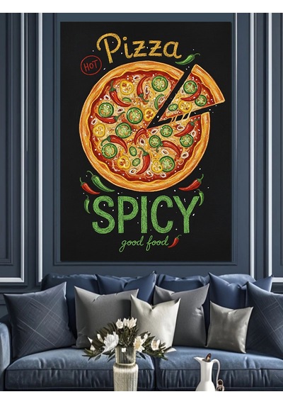 "acı Soslu" Pizza Posteri Dekoratif Kanvas - Mdf Ahşap Tablo