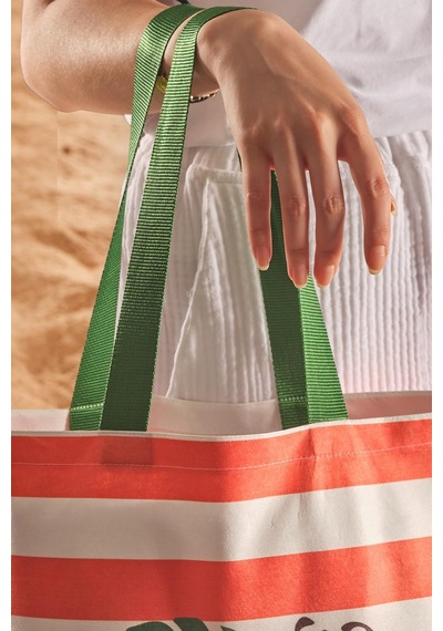 Hello Summer Desen Baskılı Plaj Çantası Kırmızı