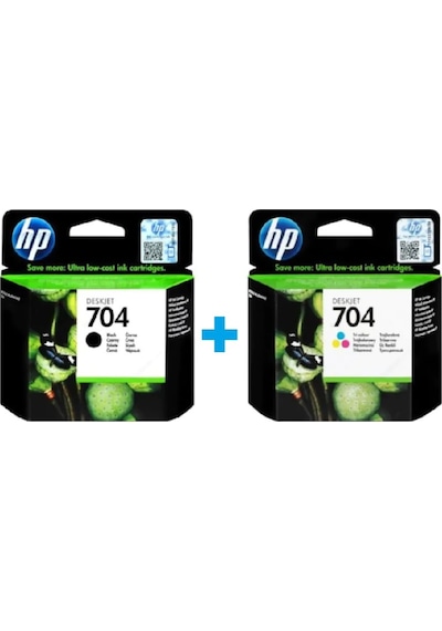 Hp 704 Siyah Cn692Ae Hp 704 Renkli Cn693Ae Kartuş Seti