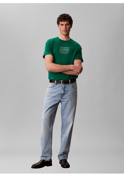 Jeans Bisiklet Yaka Baskılı Yeşil Erkek T-shirt Lv04rf823gl4g Yeşil T-shirt Yeşil