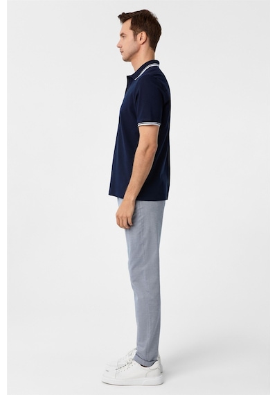Süvari Lacivert Regular Armürlü Polo Yaka Tişört-37365 Lacivert