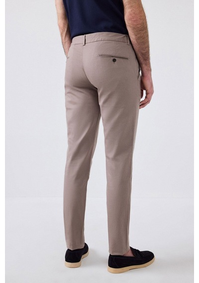 D's Damat Ds Damat Slim Fit Bej Armürlü Yan Beli Lastikli Esnek Likralı Yandan Cepli Chino Pantolon 2HCC3ORT20001 Bej