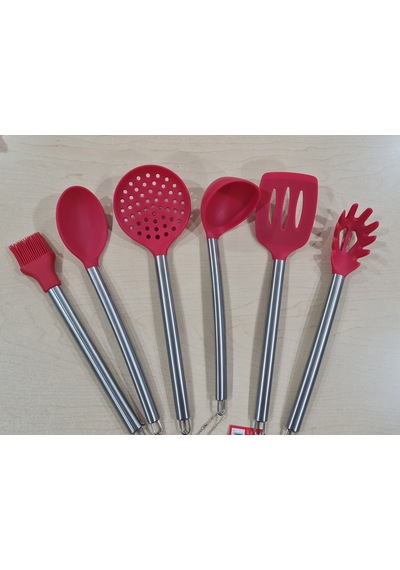 Lüx Metal Saplı Isıya Dayanıklı Silikon Yanmaz Yapışmaz 6 Parça S