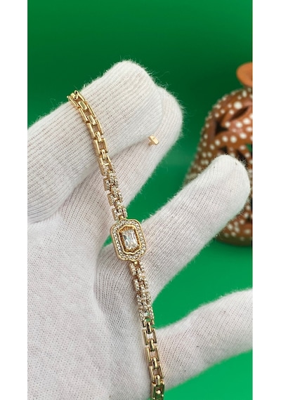 Xuping Rose Gold Baget Zirkon Taşlı Kadın Bileklik Altın