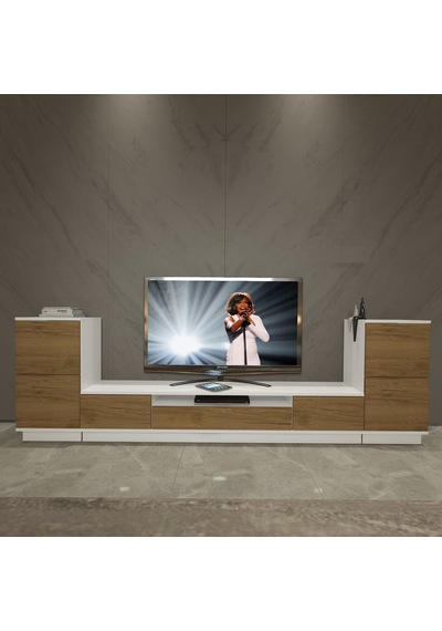 Decoraktiv Trendstyle On2s Mdf Tv Ünitesi Tv Sehpası - Beyaz Pera Beyaz - Meşe