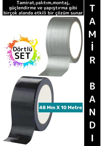 Tamirbandı Suya Neme Küfe Toza Dayanıklı Çok Amaçlı Montaj Onarım Bantı 48 Mm X 10 Metre Dörtlü Set