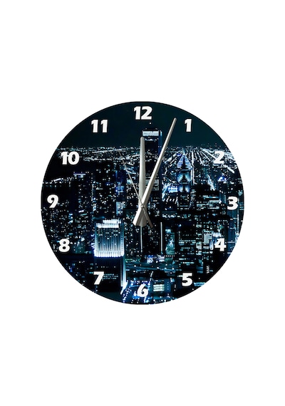 Ti-play Büyük Şehir Işıkları 30x30cm Akrilik Dekoratif Modern Duvar Saati ÇOk Renkli