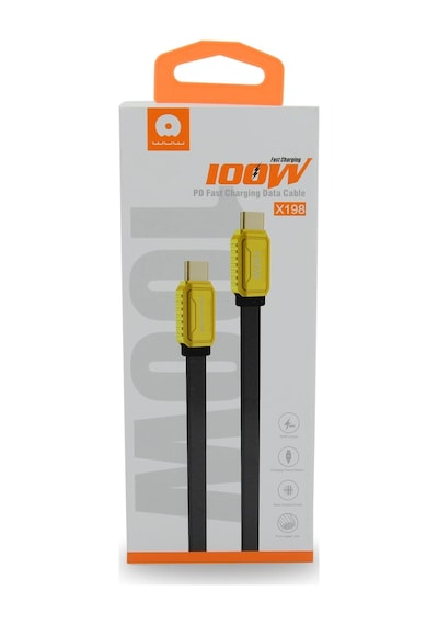 Type - C To Type C Hızlı Şarj Ve Data Kablo İphone 15 Uyumlu 100 Watt Usb-c To Usb-c Uyumlu 1 Metre Şarj Kablosu X198 100w - Siyah