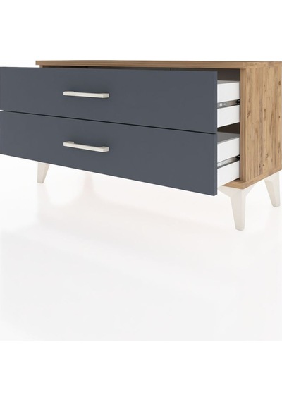 Arges Şifonyer 2 Çekmeceli 88x30x48 Çam-antrasit Atlas Çam