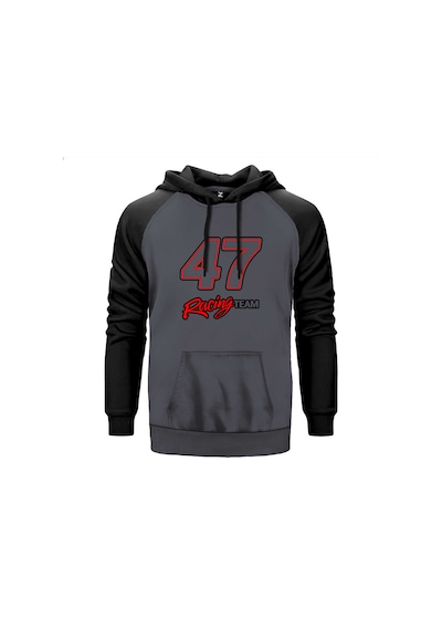 Moto 47 Racing Team Gri Renk Reglan Kol Sweatshirt Gri