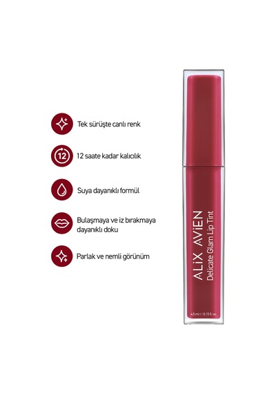 Kalıcı & Suya Dayanıklı Dudak Parlatıcı Tint - Delicate Glam Lip Tint 709 Ruby Sensation Pembe