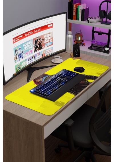 Cyberpunk 2077 Kaymaz Dikişli Kauçuk Oyuncu Mousepad V5 - 90x40 Xxl Gaming Mouse Pad Fare Altlığı