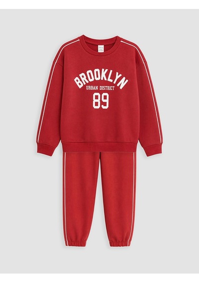 LC Waikiki Lcw Kids Kırmızı Baskılı Erkek Çocuk Eşofman Takım Red