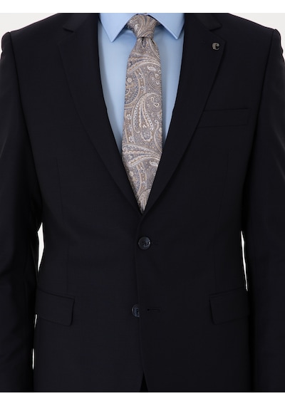Cacharel Lacivert Slim Fit %100 Yün Mono Yaka Takım Elbise
