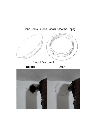 Soba Bacası Kapatma Kapağı Sert Plastik Düz Model Beyaz Renk 1 Adet