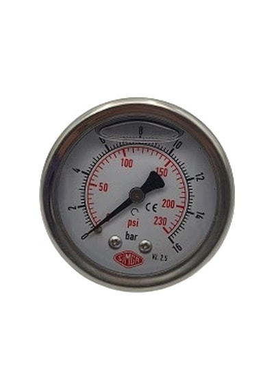 Manometre Gliserinli Arka Çıkışlı Q52 - 0 - 16 Bar 1/4