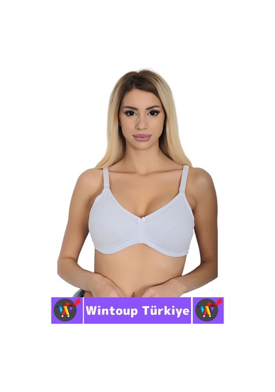 Wintoup Toparlayıcı Rahat Tam Kalıp Dikişsiz Balensiz Nefes Alabilir Yumuşak Pamuklu Penye Emzirme Sütyeni Beyaz