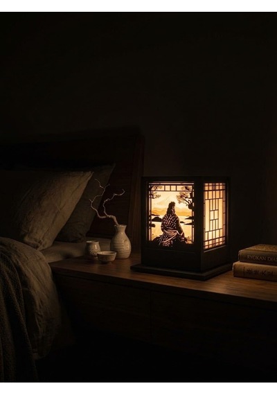 Serie Lumina Shoji Masa Ve Gece Lambası - Samuray Figürlü Klasik Zen Kafes Japon Feneri Sıcak Led Ambiyans Iş Diğer