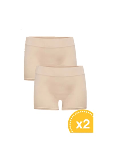 Miresa Basic Lazer Kesim Dikişsiz Kadın Boxer Külot 2'li Paket Ten